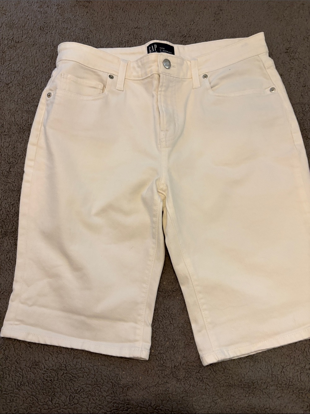 GAP Cream Off-White Denim Bermuda Shorts Mid-Thigh Jorts Size 10/30